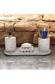 Çağdaş Mermer Dokulu Beton Banyo Aksesuar Seti (4 Parça) - 7