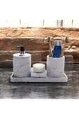 Mermer Detaylı Şık Beton Banyo Aksesuar Seti (4 Parça) - 3