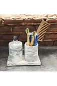 Doğal Görünümlü Mermer Esintili Beton Banyo Aksesuar Seti (3 Parça) - 4