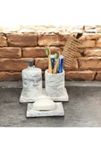 Şık Mermer Dokulu Beton Banyo Aksesuar Seti (4 Parça) - 5