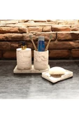 Modern Tasarımlı Mermer Temalı Beton Banyo Aksesuar Seti (4 Parça) - 3