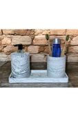 Lüks Mermer Desenli Beton Banyo Aksesuar Seti (3 Parça) - 5