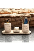 Çağdaş Mermer Dokulu Beton Banyo Aksesuar Seti (4 Parça) - 9