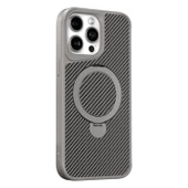 Gpack Apple iPhone 15 Pro Kılıf Karbon Fiber Magsafeli Standlı Alp Kapak - 4