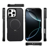 Gpack Apple iPhone 15 Pro Kılıf Karbon Fiber Magsafeli Standlı Alp Kapak - 3