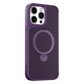 Gpack Apple iPhone 15 Pro Kılıf Karbon Fiber Magsafeli Standlı Alp Kapak - 5