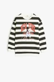 Koton Kız Çocuk Sweatshirt Köpek Baskılı Bisiklet Yaka Uzun Kollu Şardonlu - 1