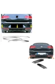 Vw Passat B8 Krom Arka Tampon Alt Çıta + Egzoz Görünümlü Difüzör 2015-2019 Paslanmaz Çelik thumbnail 1