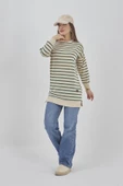 Kadın Çizgili Mevsimlik Bisiklet Yaka Tunik Sweatshirt - 11