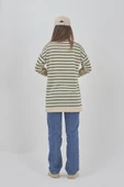 Kadın Çizgili Mevsimlik Bisiklet Yaka Tunik Sweatshirt - 1