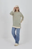 Kadın Çizgili Mevsimlik Bisiklet Yaka Tunik Sweatshirt - 7