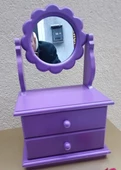 Hobi ERDL MODEL 90527 Papatya 2 Çekmeceli Aynalı Makyaj Kutusu MOR Renk El Yapım - 8
