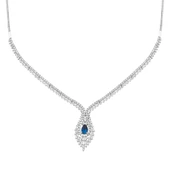 Safir Taşlı Kraliçe 14 Ayar Beyaz Altın Gerdanlık thumbnail 1