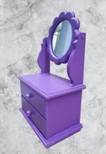 Hobi ERDL MODEL 90527 Papatya 2 Çekmeceli Aynalı Makyaj Kutusu MOR Renk El Yapım - 4