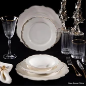 Massimo Lucca Relief Gold 24 Parça Yemek Takımı - 1