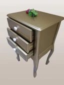 Komodin MODEL 90529 3Çekmeceli Kayın Lükens Ayak Gold Renk Porselen Kulp El Yapım - 1