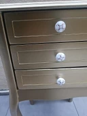 Komodin MODEL 90529 3Çekmeceli Kayın Lükens Ayak Gold Renk Porselen Kulp El Yapım - 9