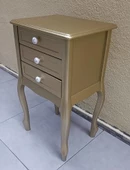 Komodin MODEL 90529 3Çekmeceli Kayın Lükens Ayak Gold Renk Porselen Kulp El Yapım - 11