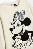 Koton Kız Çocuk Minnie Mouse Sweatshirt Lisanslı Pullu Payetli Uzun Kollu Bisiklet Yaka Şardonlu - 3