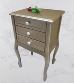 Komodin MODEL 90529 3Çekmeceli Kayın Lükens Ayak Gold Renk Porselen Kulp El Yapım - 8