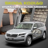 Skoda Kodiaq Antrasit Renk Tay Tüyü Cepli & Terletmez Sırtlı Oto Koltuk Minder Seti - Koltuk Koruma Kılıfı (ÖN & ARKA TAM SET) - 1