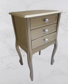 Komodin MODEL 90529 3Çekmeceli Kayın Lükens Ayak Gold Renk Porselen Kulp El Yapım - 5