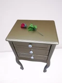 Komodin MODEL 90529 3Çekmeceli Kayın Lükens Ayak Gold Renk Porselen Kulp El Yapım - 2