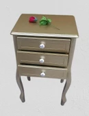 Komodin MODEL 90529 3Çekmeceli Kayın Lükens Ayak Gold Renk Porselen Kulp El Yapım - 4