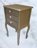 Komodin MODEL 90529 3Çekmeceli Kayın Lükens Ayak Gold Renk Porselen Kulp El Yapım - 7