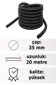 20 metre Üniversal Süpürge Hortumu 35 mm Çaplı Siyah Renkli - 2