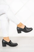 Erkan Saçmacı Alizee Siyah Hakiki Deri Günlük Topuklu Ayakkabı - 1