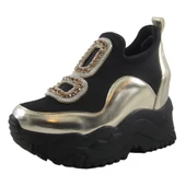 Erkan Saçmacı Almendra Altın Streç Taşlı Gizli Dolgu Topuklu Günlük Ayakkabı - 1