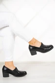 Erkan Saçmacı Alizee Siyah Yılan Hakiki Deri Günlük Topuklu Ayakkabı - 1