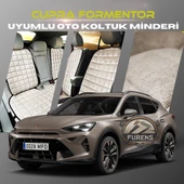 Cupra Formentor Bej Renk Tay Tüyü Cepli & Terletmez Sırtlı Oto Koltuk Minder Seti - Koltuk Koruma Kılıfı (ÖN & ARKA TAM SET) - 1