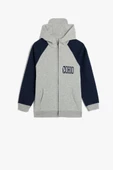 Koton Erkek Çocuk Oversize Fermuarlı Kapşonlu Sweatshirt Fermuarlı Basketbol Baskılı - 1