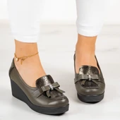 Erkan Saçmacı Emma Haki Hakiki Deri Dolgu Topuklu Günlük Ayakkabı - 4