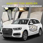 Audi Q7 Tüm Seriler Bej Renk Tay Tüyü Cepli & Terletmez Sırtlı Oto Koltuk Minder Seti - Koltuk Koruma Kılıfı (ÖN & ARKA TAM SET) - 1