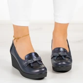 Erkan Saçmacı Emma Lacivert Hakiki Deri Dolgu Topuklu Günlük Ayakkabı thumbnail 4