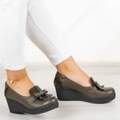 Erkan Saçmacı Emma Haki Hakiki Deri Dolgu Topuklu Günlük Ayakkabı - 2