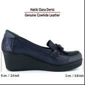 Erkan Saçmacı Emma Lacivert Yılan Hakiki Dana Derisi Fiyonklu Yuvarlak Burun Dolgu Topuklu Günlük Ayakkabı thumbnail 2