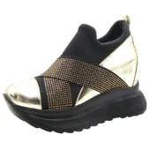 Erkan Saçmacı Lopez Exclusive Altın Rugan Streç Taşlı Gizli Dolgu Topuklu Günlük Ayakkabı thumbnail 1