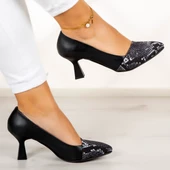 Erkan Saçmacı Laura Siyah Yılan Topuklu Ayakkabı - 1