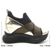 Erkan Saçmacı Lopez Exclusive Altın Rugan Streç Taşlı Gizli Dolgu Topuklu Günlük Ayakkabı thumbnail 2