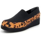 Erkan Saçmacı Larisa Siyah Leopar Ön Yüz Streç Dolgu Topuklu Günlük Ayakkabı - 1