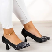 Erkan Saçmacı Laura Siyah Yılan Topuklu Ayakkabı - 2