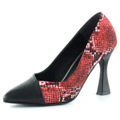 Erkan Saçmacı Jatqılı Plus Kırmızı Yılan Kadeh Topuklu Ayakkabı - 1