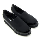 Erkan Saçmacı Larisa Siyah Rugan Ön Yüz Streç Dolgu Topuklu Günlük Ayakkabı - 1