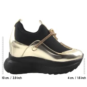 Erkan Saçmacı Josefina Altın Streç Taşlı Gizli Dolgu Topuklu Günlük Ayakkabı - 2