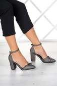Erkan Saçmacı Samira Antrasit Saten Taşlı Şeffaf Tasarımlı Ayakkabı thumbnail 2