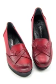 Erkan Saçmacı Shay Kırmızı Hakiki Dana Derisi Çapraz Bant Detaylı Dolgu Topuklu Günlük Ayakkabı - 4